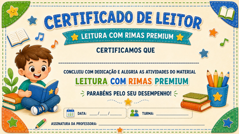Capa do material Certificados Leitura com Rima