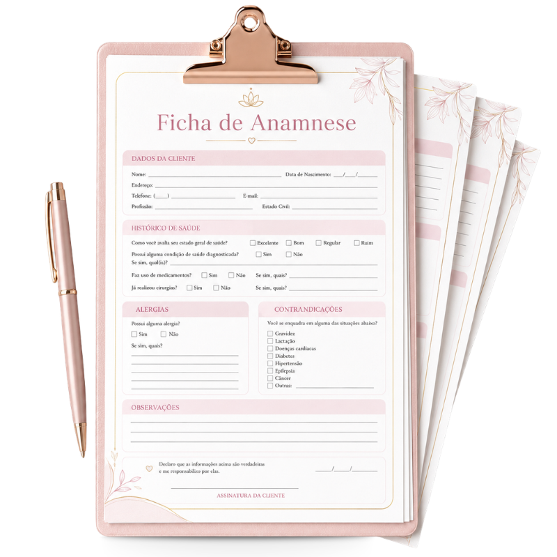 Mockup do bônus Ficha de Anamnese Profissional