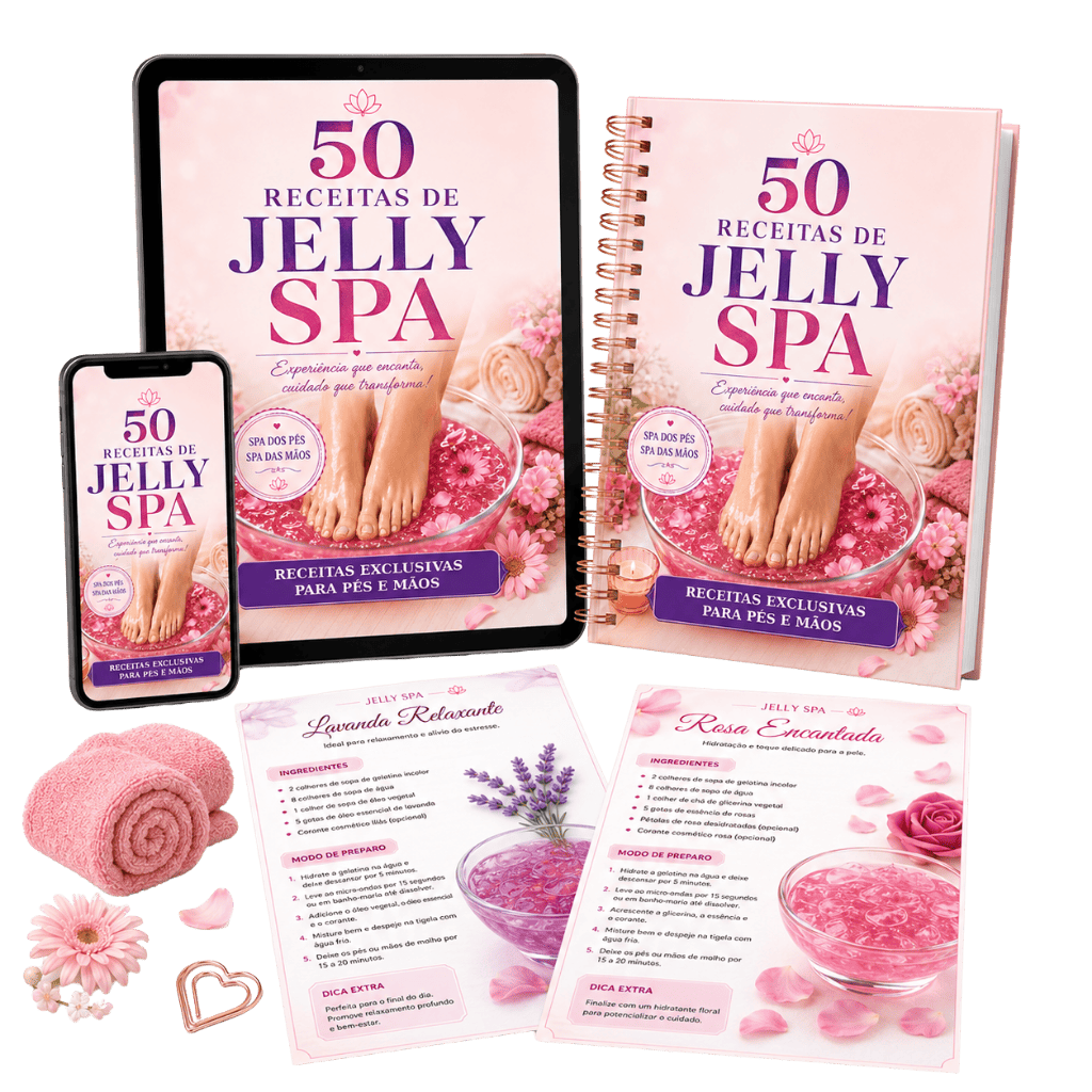Mockup da apostila completa 50 receitas de Jelly Spa