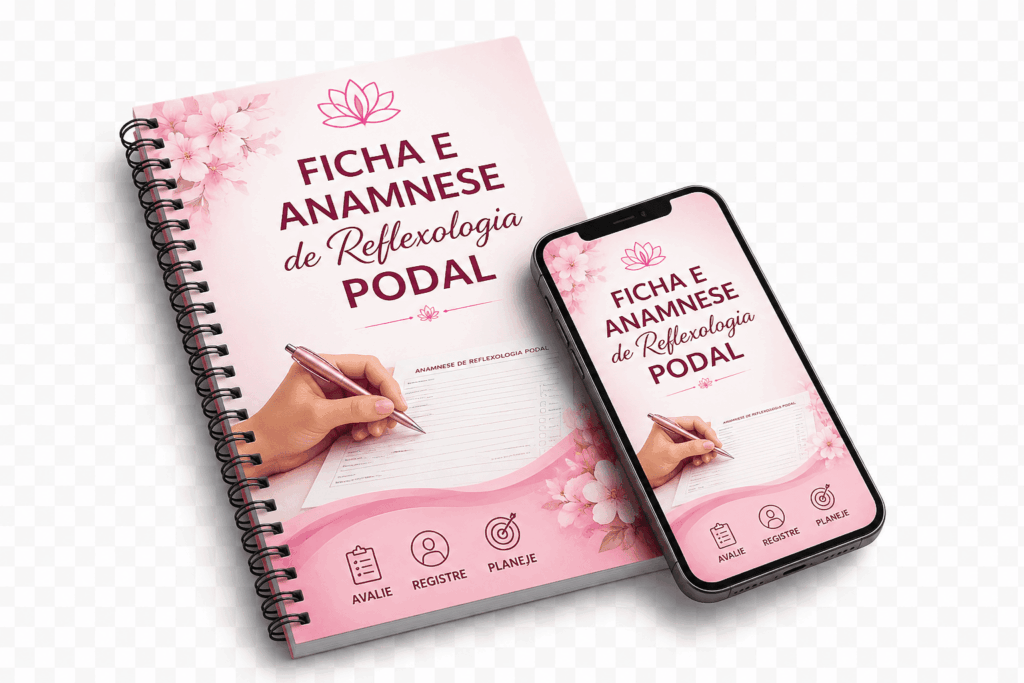Mockup do bônus Ficha e Anamnese de Reflexologia Podal