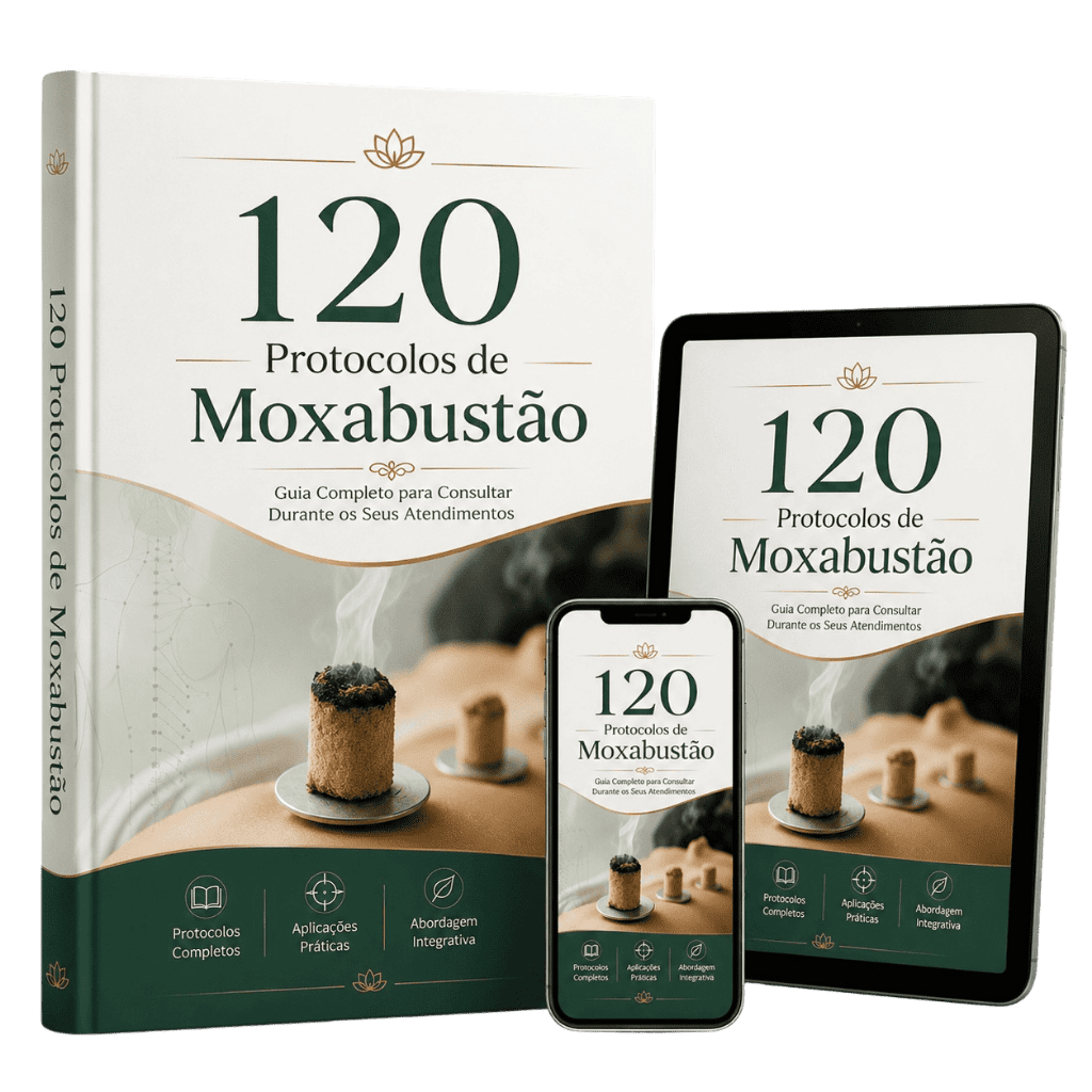 120 Protocolos de Moxabustão em mockup digital